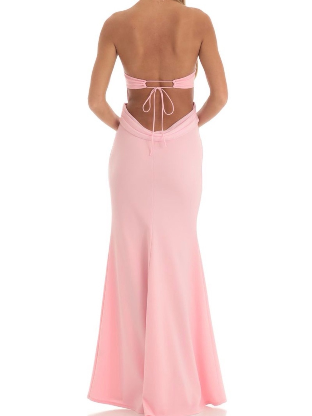 Lucy In The Sky Ruched Strapless Corset Maxi Formal Dress (Pink) small - Picture 4 of 13